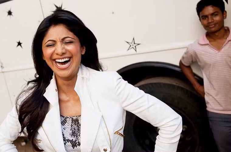 Hình ảnh của nữ nghệ sĩ Shilpa Shetty trong một buổi quay hình quảng cáo ở studio Mehboob.