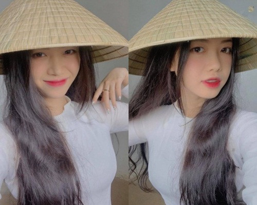 Trà Giang là cô gái rất chuộng vẻ đẹp trong sáng, thanh thuần của áo dài trắng. Cô nàng luôn chọn trang phục truyền thống này cho những dịp đặc biệt trong trường.