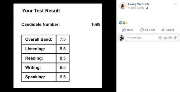 Tiếng Anh cũng là thế mạnh của Lương Thùy Linh. Ngoài ra, cô nàng còn đạt điểm A tuyệt đối ở tất cả các môn khiến nhiều người ngưỡng mộ.