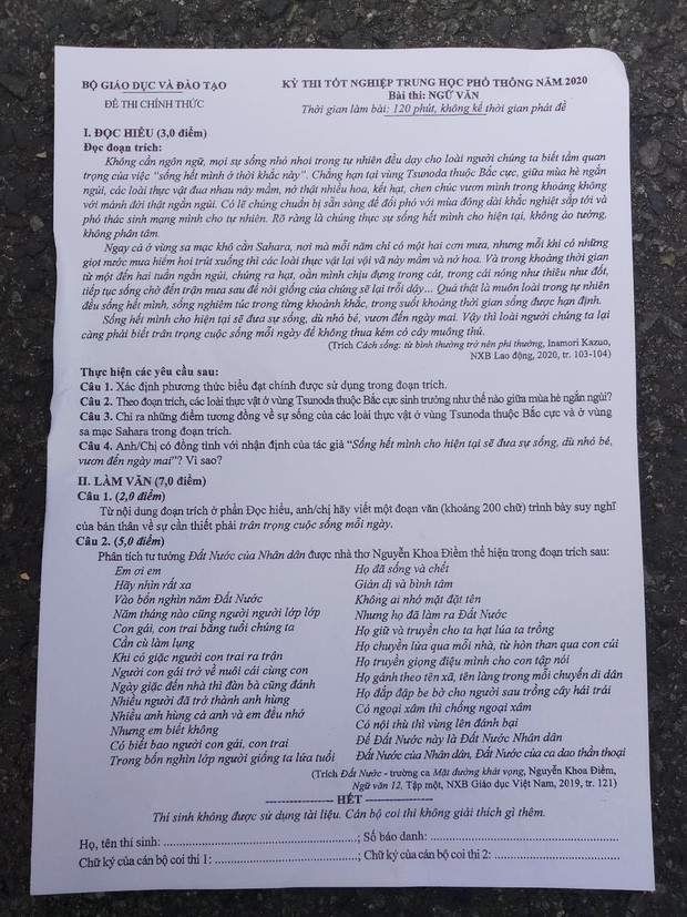 Sáng ngày 9/8, kỳ thi tốt nghiệp THPT Quốc gia 2020 đã chính thức bắt đầu với môn thi đầu tiên là Ngữ văn. Và để không phụ lòng sĩ tử, nhiều "thánh đoán đề" đã "tiên tri" trúng phóc tác phẩm văn học "Đất nước" của tác giả Nguyễn Khoa Điềm trong kỳ thi tốt nghiệp năm nay.