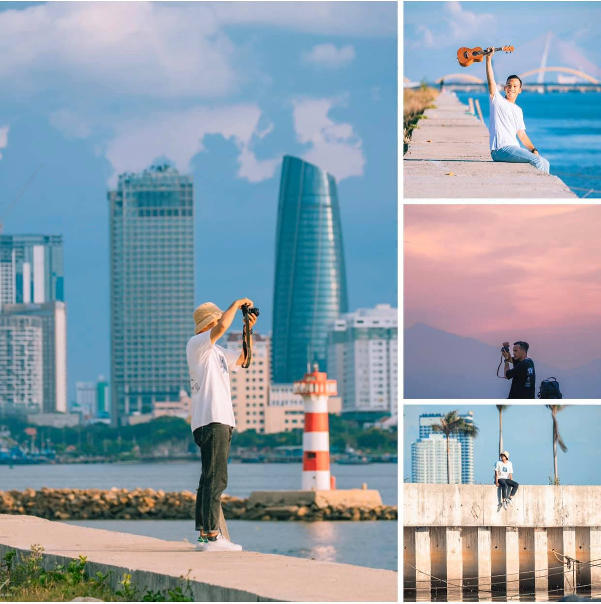 Cầu Thuận Phước Đà Nẵng được biết đến là cây cầu dây võng dài nhất Việt Nam. Vẻ đẹp của cây cầu thu hút bất kỳ du khách nào ghé tới đây. Không cần mất thêm chi phí nào, các bạn trẻ có thể check-in tại đây với hoàng hôn đẹp mê ly. Ảnh: Bùi Ngọc Công