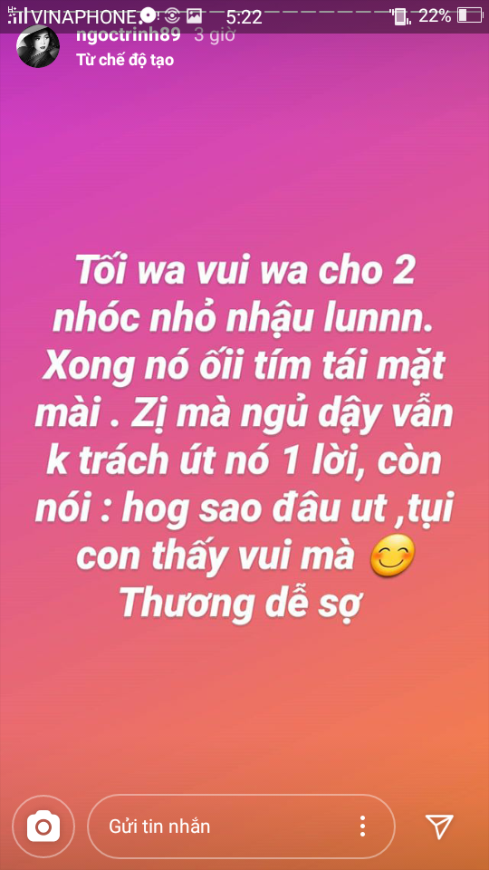 Trước tranh cãi từ công chúng, “Nữ hoàng nội y” đã lên tiếng trên trang cá nhân Instagram. Qua đây, cô nàng giải thích rằng việc để các cháu nhậu không quá nghiêm trọng như mọi người nghĩ và bản thân các cháu hay các thành viên khác trong gia đình đều cảm thấy thoải mái với điều đó.