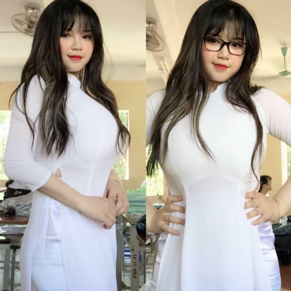 Bức ảnh mặc áo dài với vòng một khủng từng gây bão cộng động mạng của Thu Trang.