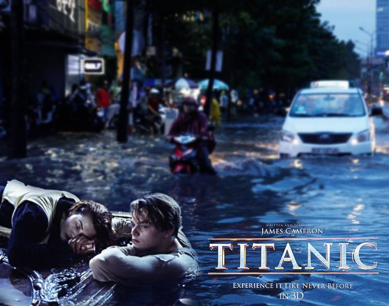 Hình ảnh phố hoá thành sông bỗng trở thành poster phim Titanic.
