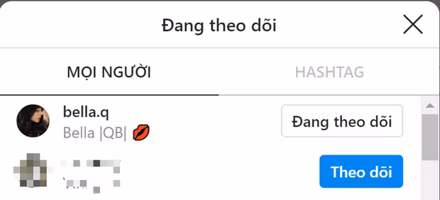 Trên trang Instagram cá nhân, Bella cũng là người duy nhất Karik nhấn nút follow.