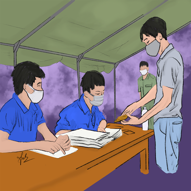 Bộ tranh là lời cảm ơn của nữ sinh viên Đà Nẵng gửi đến các y, bác sĩ, chiến sĩ công an, bộ đội, các tình nguyện viên… đang hi sinh chuyện gia đình, sự an toàn của bản thân để chống dịch.