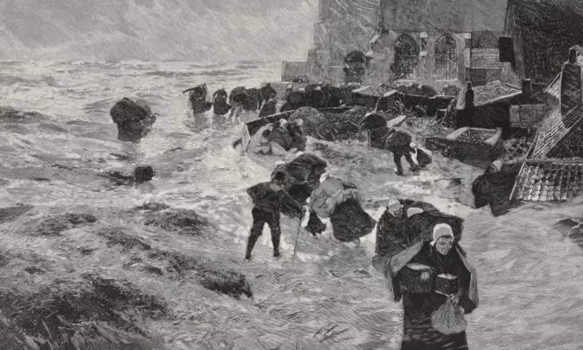 3. Trận lụt Grote Mandrenke (Great Drowning of Men): trận lụt Grote Mandrenke là kết quả của một cơn bão dữ ở Biển Bắc quét qua các khu vực ở châu Âu vào tháng 1/1362. Bất cứ nơi nào cũng có từ 25.000-100.000 người đuối nước. (Nguồn: tinmoi.vn)