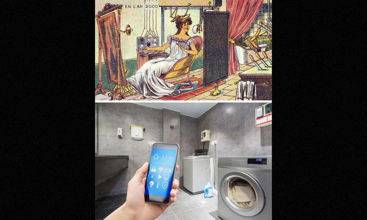 5. Nhà tắm thông minh: trong En L'An 2000 - tái bản năm 1910 có một bức tranh giống hệt như các trung tâm làm đẹp và một số công cụ tương tự với các phòng tắm thông minh ngày nay.