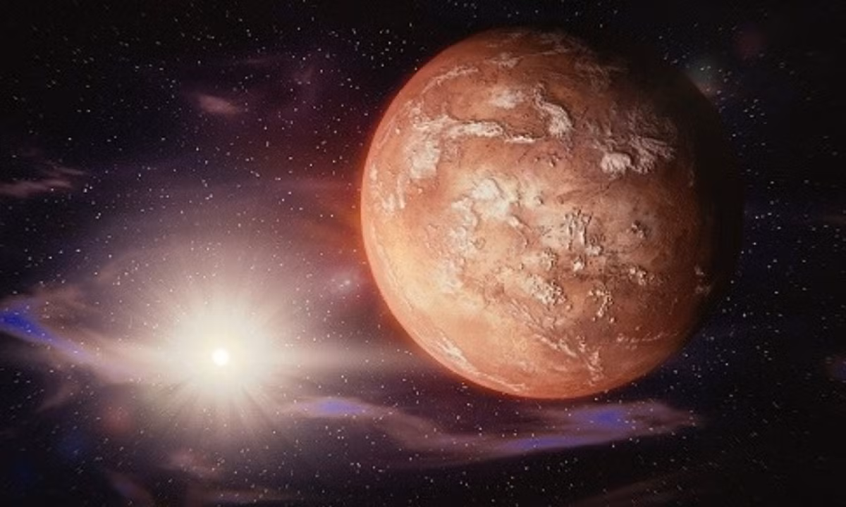 Ngày nay, khí quyển trên sao Hỏa rất mỏng, chủ yếu là khí CO2 nên chúng chỉ có thể tạo ra một lớp bảo vệ yếu ớt trước bức xạ của Mặt Trời và vũ trụ. (Nguồn: baotintuc.vn) 