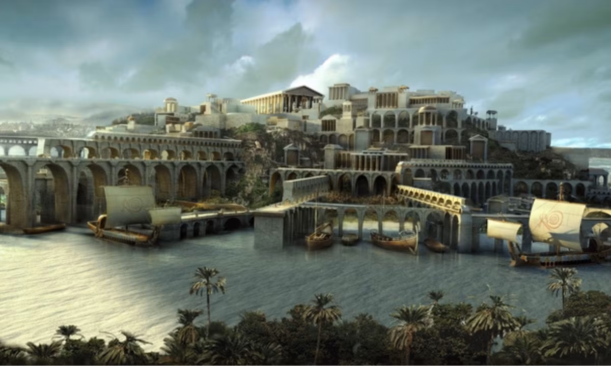 6. Thành phố Atlantis giàu có: nơi sinh sống của những Á thần (nửa người nửa thần), được cho là một vùng tự cung tự cấp, nơi con người tự trồng lương thực và nuôi gia súc. Họ còn khai thác và chế tạo các kim loại quý, như hợp kim đồng thau cho các mục đích giải trí và thí nghiệm. (Nguồn: DanViet) 