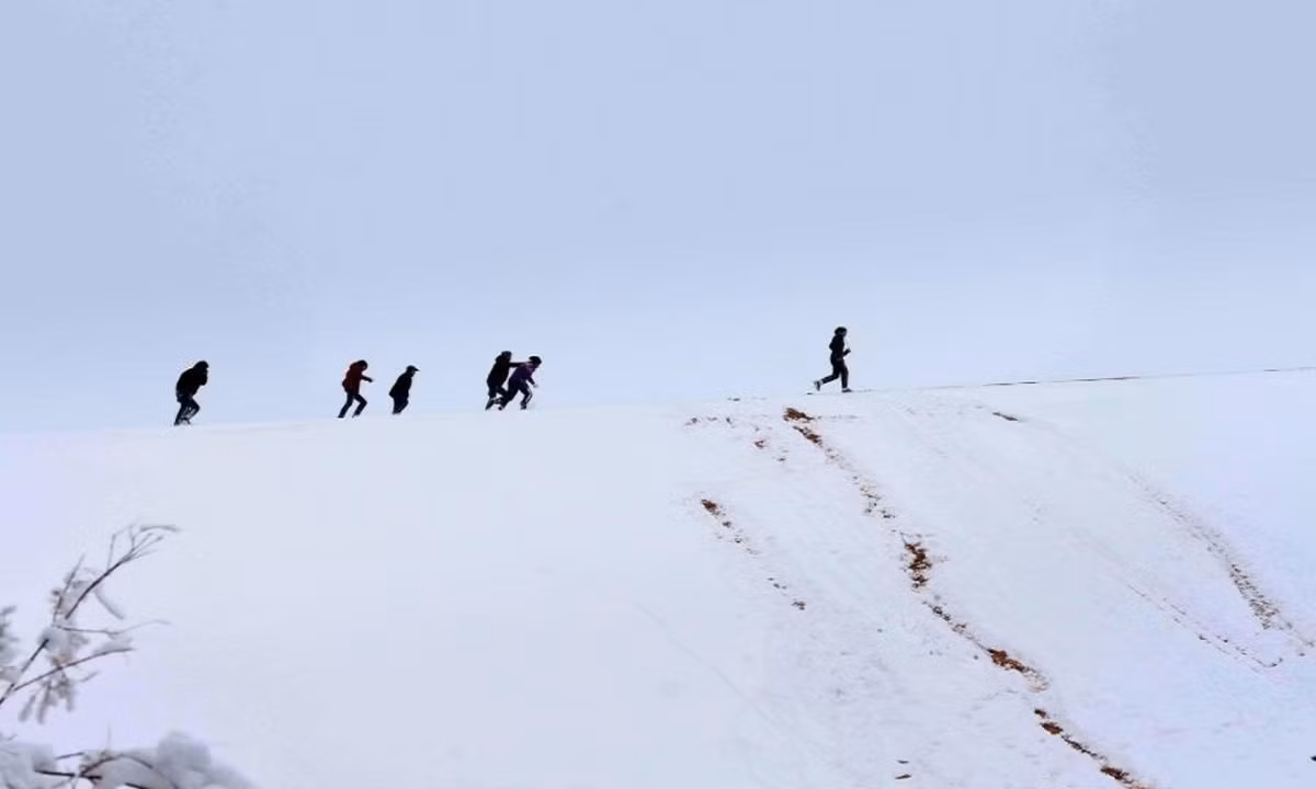 Tuyết bắt đầu rơi ngay trước Giáng sinh năm 2017, khi những bông tuyết lác đác rơi xuống nền cát đỏ của sa mạc nóng nhất thế giới lần đầu tiên trong gần 4 thập kỷ qua. (Nguồn: Geoff Robinson Photography)