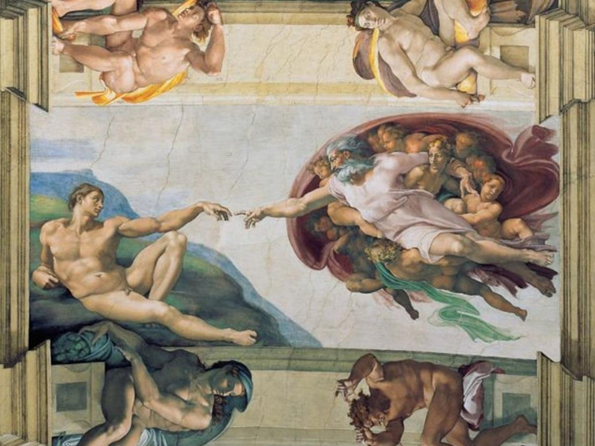 1. Bức tranh “Sáng thế Adam” của Michelangelo: điều bí ẩn trong kiệt tác hội họa này là ở hình dạng của chiếc áo choàng đỏ bao quanh Chúa trời. (Nguồn: wikipedia.org)