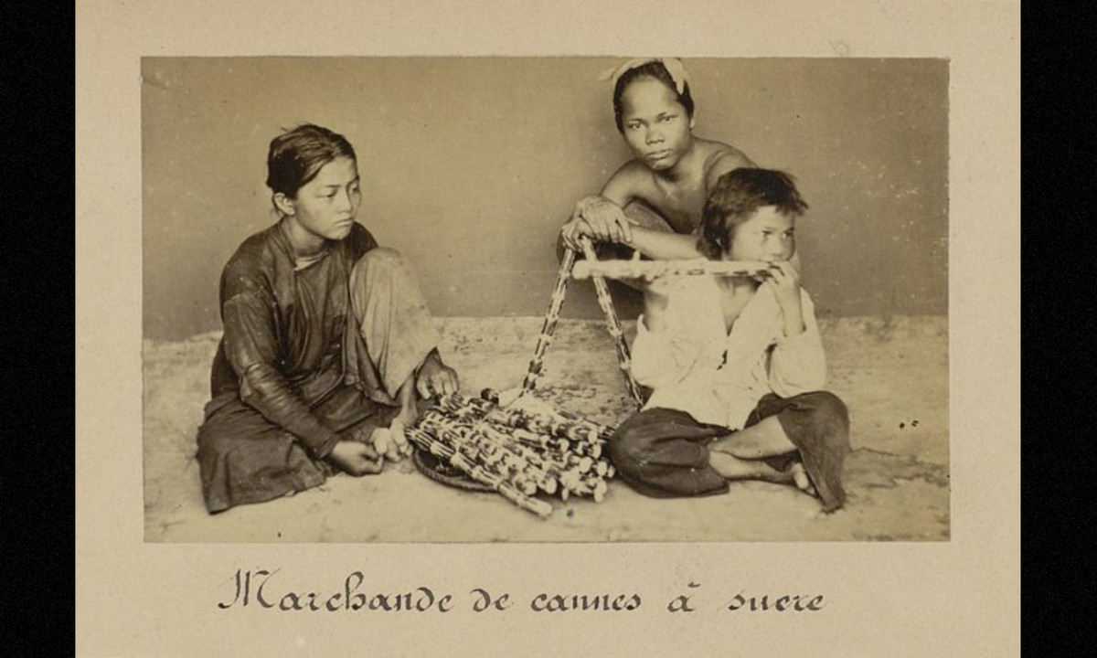 Những đứa trẻ bán mía mưu sinh. (Nguồn: Émile Gsell)