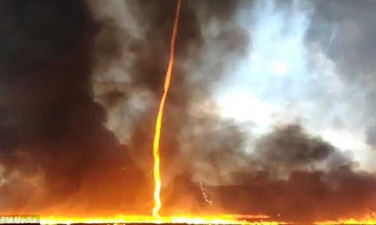 3. Vòi rồng lửa: là hiện tượng hiếm xảy ra khi có sự kết hợp của gió xoáy và nhiệt độ cao ngoài trời hoặc có chứa các khí dễ cháy. Các vòi rồng được ghi nhận thường cao từ 10 - 50 mét rộng khoảng vài mét. Nguồn: vietnamnet.