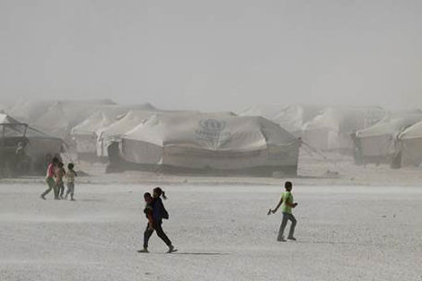 Trẻ em trong một trại tị nạn ở Ain Issa, Syria.