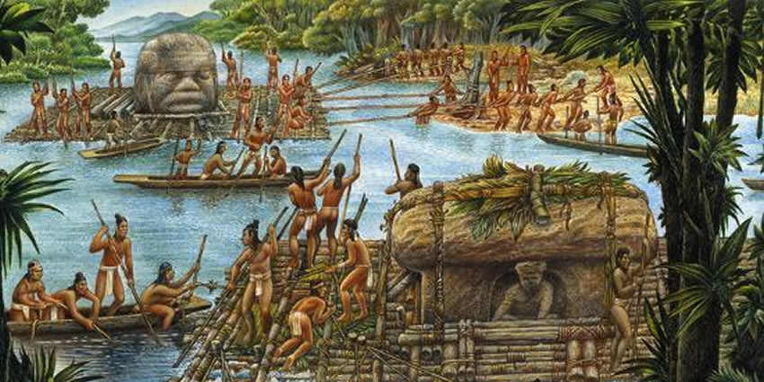 Nền văn minh Olmec phát triển mạnh mẽ khoảng những năm 1200 trước Công nguyên - 400 trước Công nguyên, giai đoạn hình thành vùng Trung Mỹ. Các chuyên gia tìm được các khu di tích của người Olmec chủ yếu ở bờ biển phía nam vịnh Mexico, đặc biệt ở bang Veracruz và Tabasco.