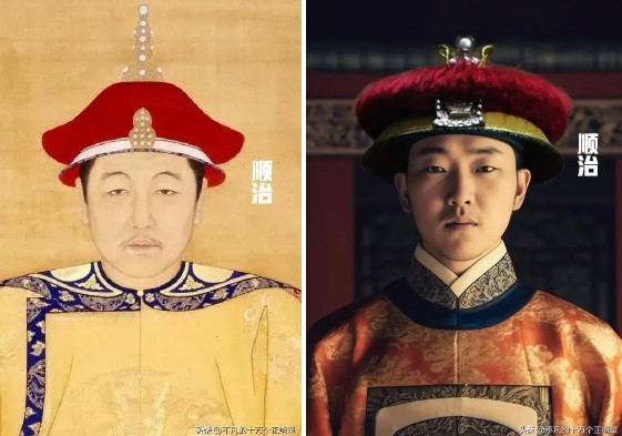 Thanh Thế Tổ Ái Tân Giác La Phúc Lâm (tức hoàng đế Thuận Trị) cai trị nhà Thanh từ năm 1644 - 1661. Hình ảnh phục dựng bằng AI cho thấy ông hoàng này có dung mạo tuấn tú.