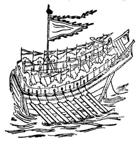 Đáy thuyền được làm thêm một đáy, chia bụng thuyền làm hai phần. Trong đó, phần dưới để lính chèo thuyền, phần trên giấu lính chiến đấu. Cổ lâu thuyền vừa được dùng để vận chuyển lương thực vừa sẵn sàng chiến đấu khi được trang bị Thần cơ sang pháo.