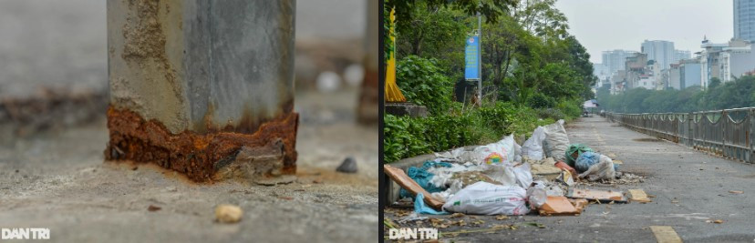 Lan can dọc bên sông Tô Lịch đã hoen gỉ. Ngoài việc đảm bảo an toàn cho phương tiện, Sở GTVT mong muốn kết nối thí điểm với những hệ thống vận tải hành khách công cộng như đường sắt đô thị, xe buýt hay xe đạp công cộng. Từ đó, Sở đề xuất hai tuyến đường phù hợp để thực hiện thí điểm.