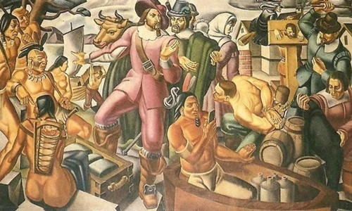 Khi xem bức tranh "Mr. Pynchon and the Settling of Springfield" do họa sĩ Umberto Romano vẽ năm 1937, nhiều người chú ý đến một thổ dân đang cầm trên tay đồ vật nhỏ hình chữ nhật giống hệt smartphone.