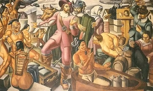 Khi xem bức tranh "Mr. Pynchon and the Settling of Springfield" do họa sĩ Umberto Romano vẽ năm 1937, nhiều người chú ý đến một thổ dân đang cầm trên tay đồ vật nhỏ hình chữ nhật giống hệt smartphone.