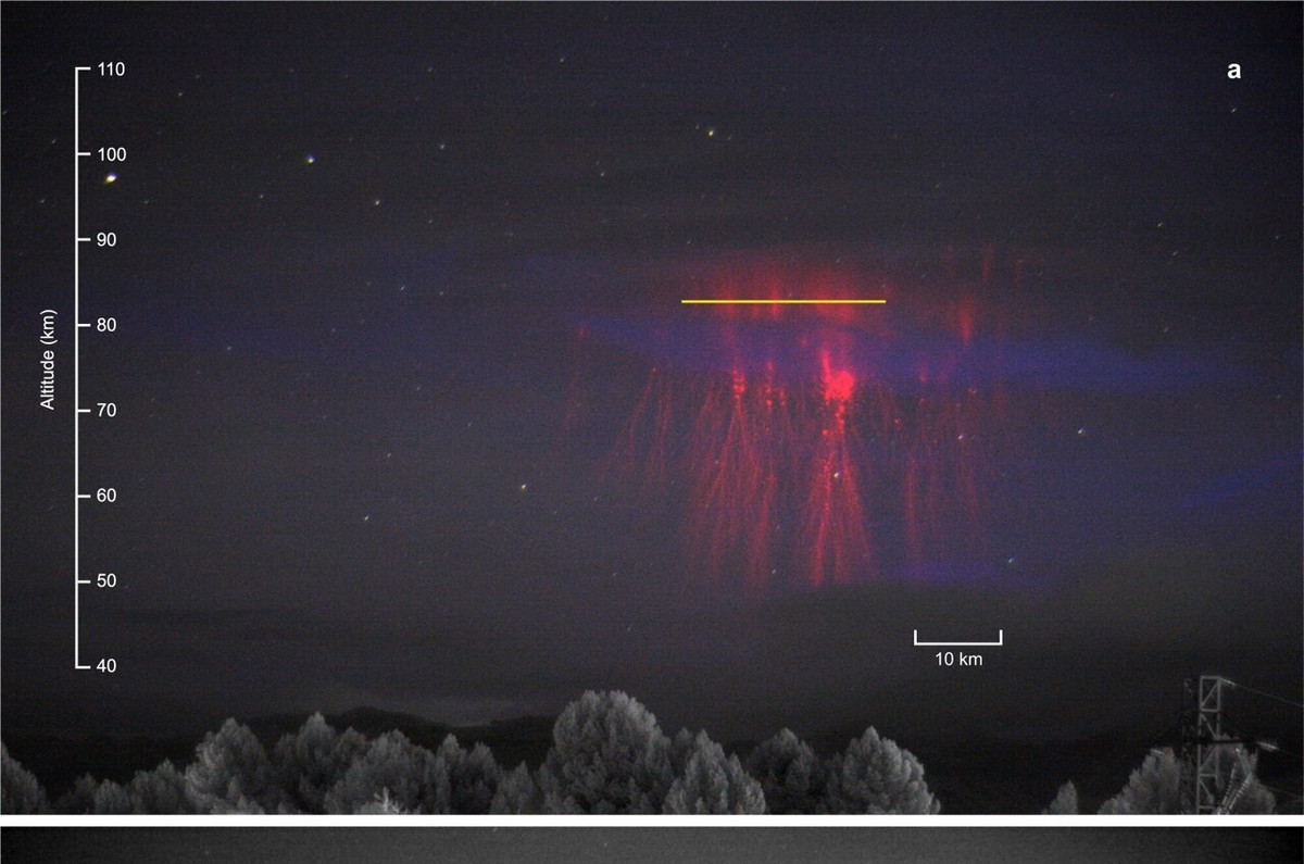 "Bóng ma tầng trung lưu có màu xanh phát triển qua tương tác phức tạp giữa cơn giông bão và khí quyển Trái đất. Chúng cực kỳ hiếm thấy, chỉ có 1/100 sét dị hình đi kèm bóng ma xanh", María Passas Varo, đồng tác giả nghiên cứu ở khoa hệ Mặt Trời tại Viện vật lý thiên văn Andalusia của Tây Ban Nha, cho biết.