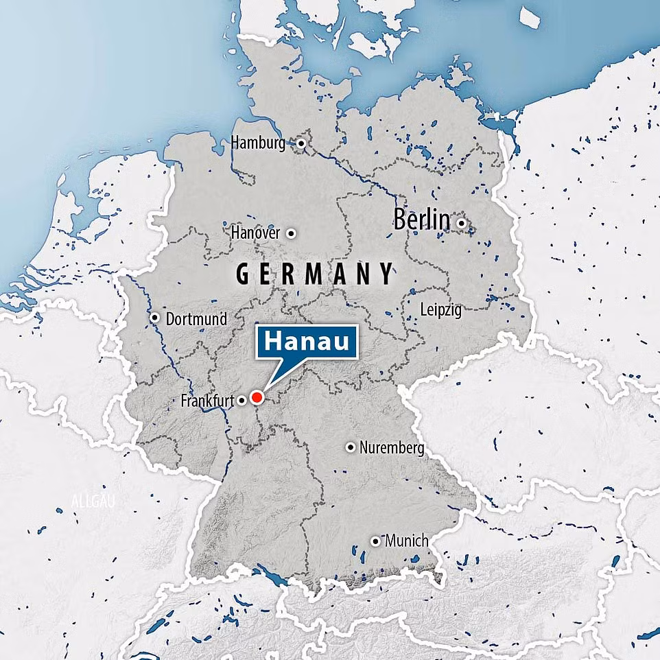 Vị trí xảy ra vụ xả súng ở Hanau trên bản đồ.