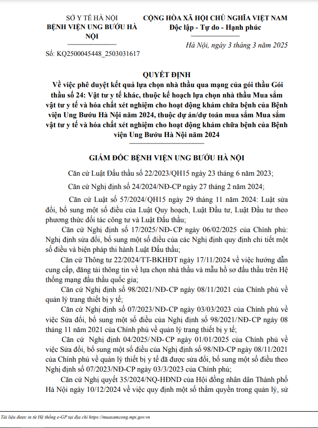 Tiềm lực nhà thầu trúng gói vật tư y tế tại BV Ung Bướu Hà Nội Tiem luc nha thau trung goi vat tu y te tai BV Ung Buou Ha Noi