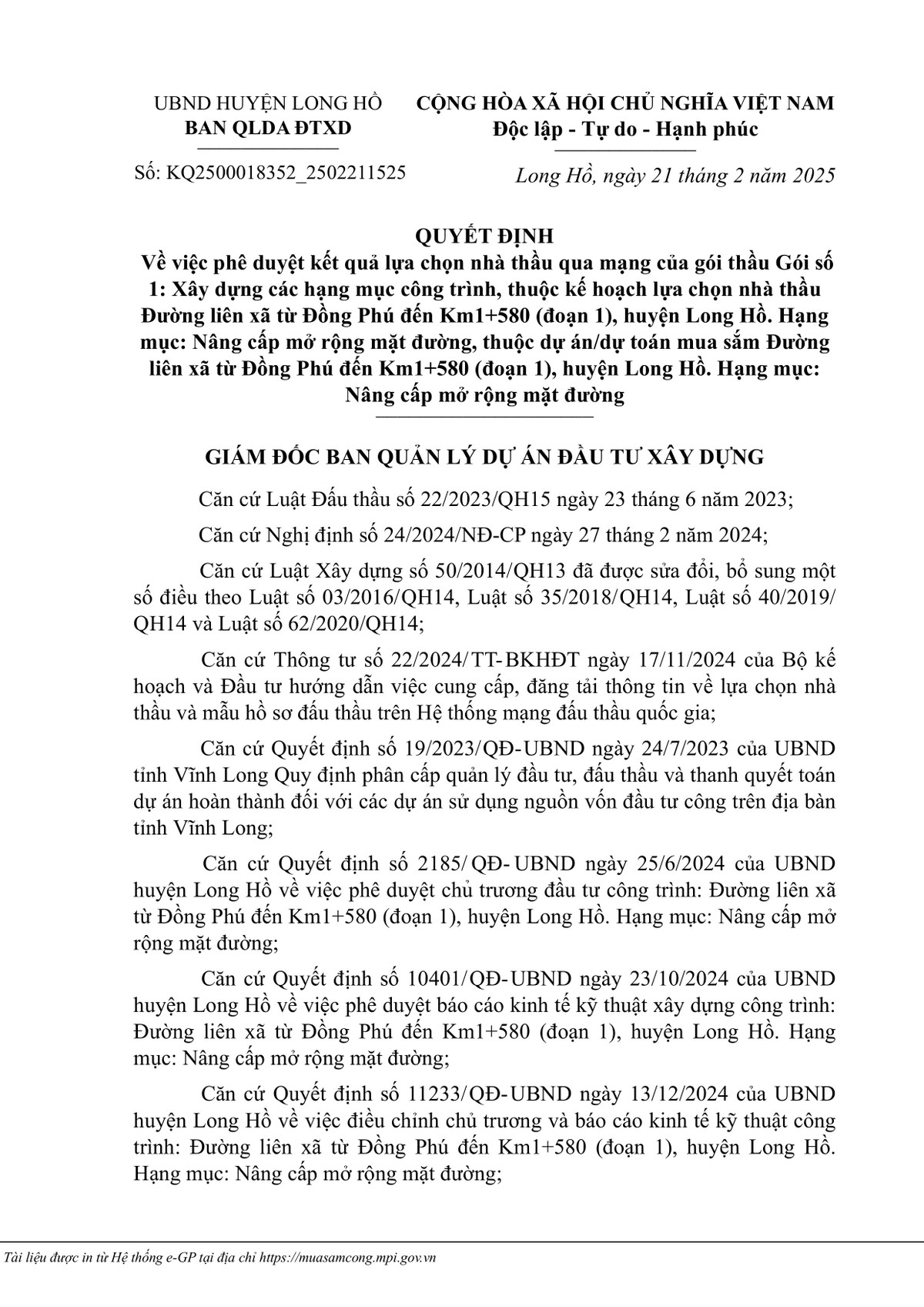 Vinh Long: 1 thang trung 3 goi xay dung, Cty Hoan My nang luc 