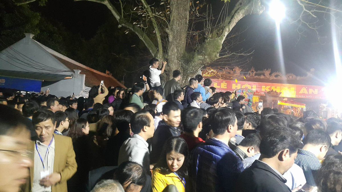 Thậm chí có người còn cố bám víu vào thân cây để có thể dễ dàng quan sát.