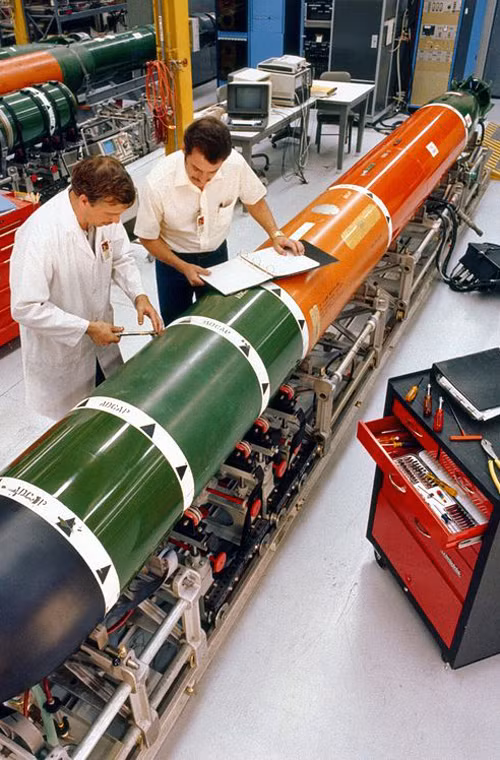 Ngư lôi hạng nặng Mk48 do Mỹ phát triển trang bị cho các tàu ngầm, tàu chiến mặt nước. Nó có chiều dài 5,79m, đường kính thân 533mm, trọng lượng nặng 1,5-1,6 tấn, mang đầu đạn nặng 295kg, Ngư lôi đạt tầm bắn 38km, tốc độ bơi 40-55 hải lý/h, xuyên sâu xuống mặt nước 800m, trang bị hệ thống sonar tiên tiến dẫn đường.