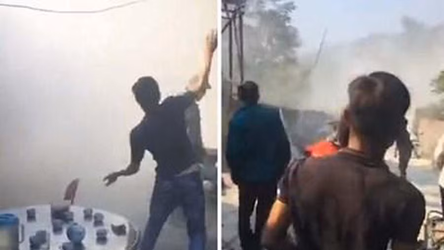 Nguoi dan nem bom xang phan doi cuong che o Van Don, 3 can bo trong thuong