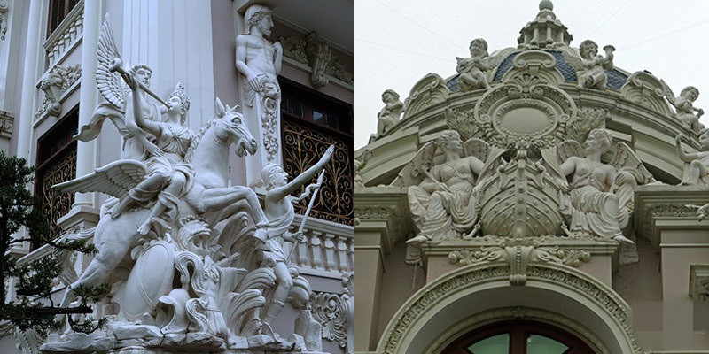 Công trình được làm theo lối kiến trúc phương Tây với những đường nét chạm trổ, hoa văn phong phú. Ảnh: Vietnamnet