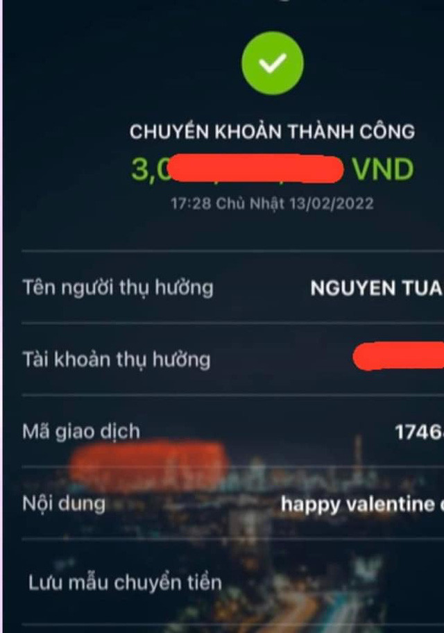 Đúng ngày Valentine vừa qua, doanh nhân Thu Hương khiến nhiều người xuýt xoa khi dành tặng chồng (ca sĩ Tuấn Hưng) số tiền ước tính tới 3 tỷ đồng. Ảnh: FBNV
