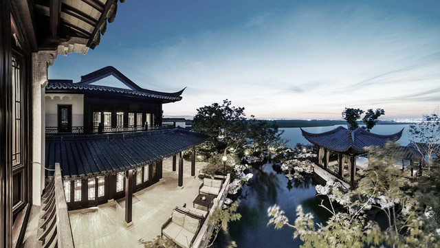 Các khu nhà được kết nối với nhau bằng những cây cầu thông thoáng, xung quanh là vườn cây hoặc ao cá.