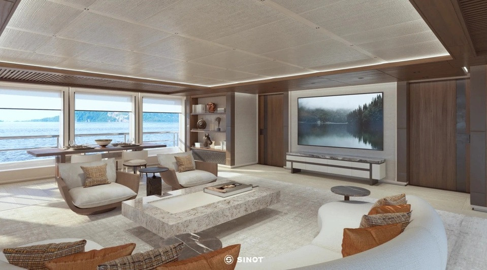 Bên trong du thuyền là nội thất tiện nghi, lấy cảm hứng từ thiên nhiên.
