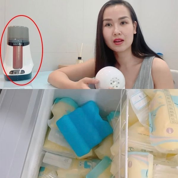 Võ Hạ Trâm tậu cho mình combo máy hút sữa, máy tiệt trùng sữa và sắm hẳn chiếc tủ lạnh chuyên dụng để dự trữ sữa cho con. Các món đồ này đến từ Hàn Quốc và có giá trị lên khoảng 20 triệu đồng.