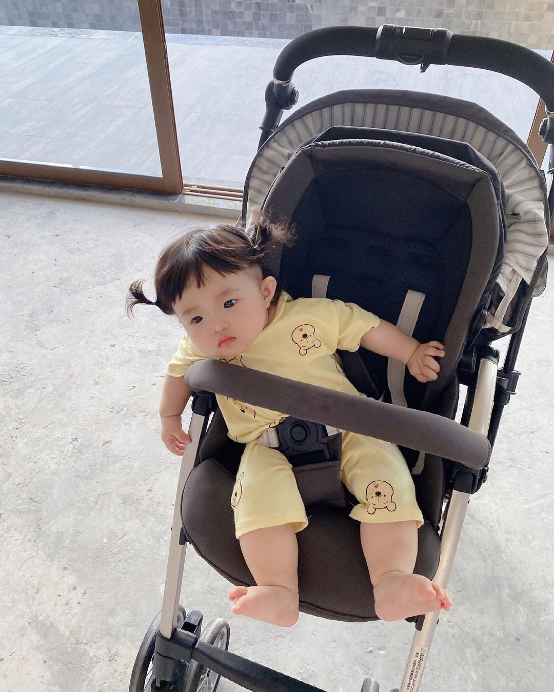 Chiếc xe của con gái Đông Nhi Winnie là sản phẩm đến từ một thương hiệu sản xuất đồ Mẹ và bé của Nhật Bản. Ảnh: FB Đông Nhi