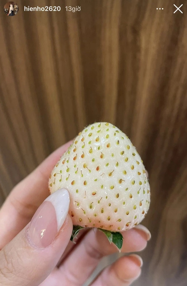 Đã có lần, Hiền Hồ chia sẻ trên Instagram loại dâu tây bạch tuyết siêu đắt đỏ của Nhật Bản.