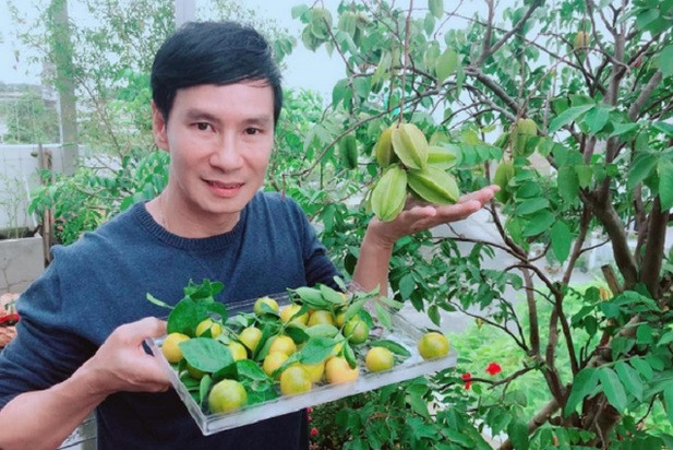 Biệt thự của Lý Hải - Minh Hà cũng dành phần lớn diện tích cho không gian sân vườn. Lý Hải thường xuyên chia sẻ hình ảnh thu hoạch trái cây trong vườn nhà. Ảnh; FBNV