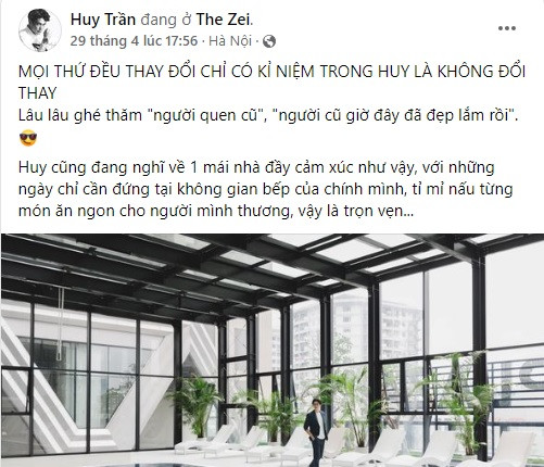 Trên trang cá nhân, Huy Trần - chồng sắp cưới của Ngô Thanh Vân gây chú ý khi đăng tải hình ảnh đi xem nhà tại Hà Nội. Ảnh: chụp màn hình