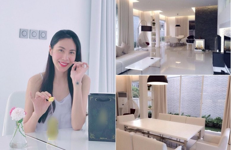 Trước đó, biệt thự cũ của Công Vinh - Thủy Tiên được bài trí tinh tế với gam màu trắng chủ đạo. Ảnh: FBNV