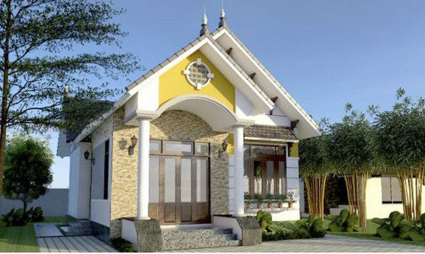 Với chi phí khoảng 300 triệu, mẫu nhà cấp 4 60m2 vẫn sở hữu kiến trúc ấn tượng về góc mặt tiền, từng hình khối đan xen bắt mắt. Ảnh: Internet