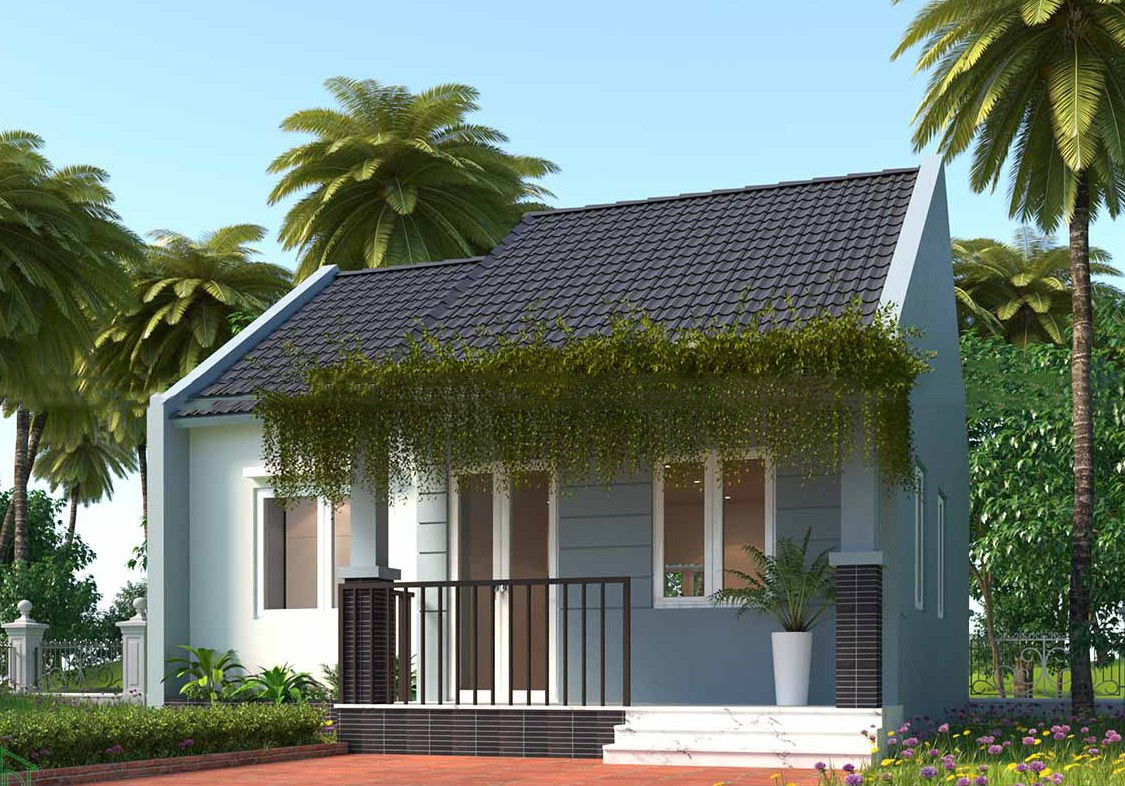 Ngôi nhà sử dụng mái tôn lạnh thiết kế hiện đại, bên trong bố trí trần thạch cao chống nóng hiệu quả. Ảnh: Wedo