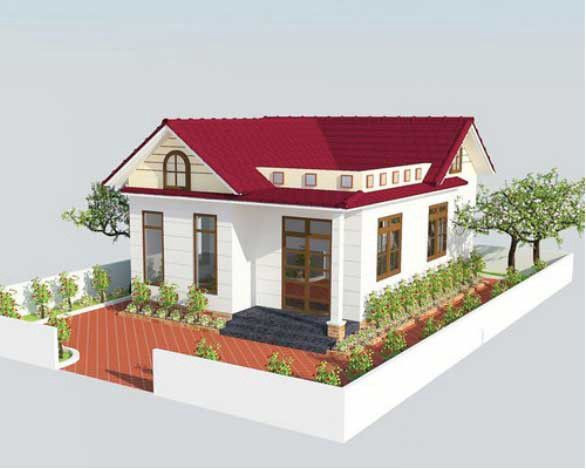 Nhà cấp 4 có 1 phòng ngủ, phòng khách, bếp phù họp với cặp vợ chồng trẻ. Ảnh: Nhathauxaydung24h