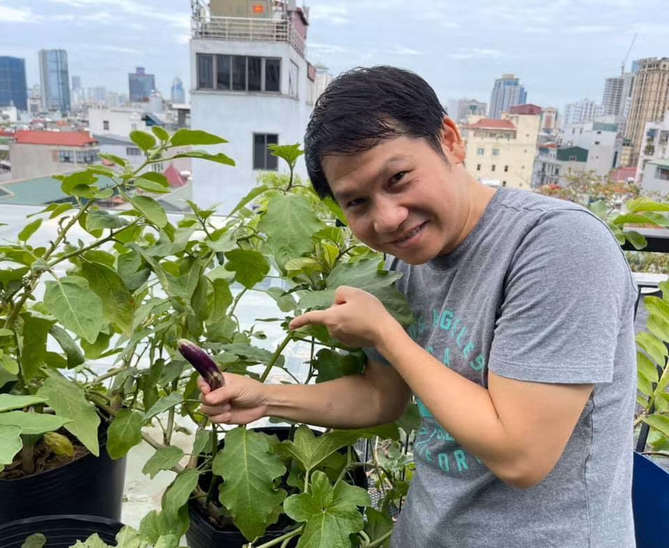 Mỗi khi đi lưu diễn, có cây nào hay, Trọng Tấn đều mang về và tay trồng, chăm sóc.