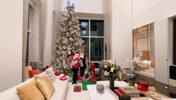 Nhân dịp Giáng sinh, căn nhà được trang hoàng lộng lẫy với một cây thông Noel lớn.