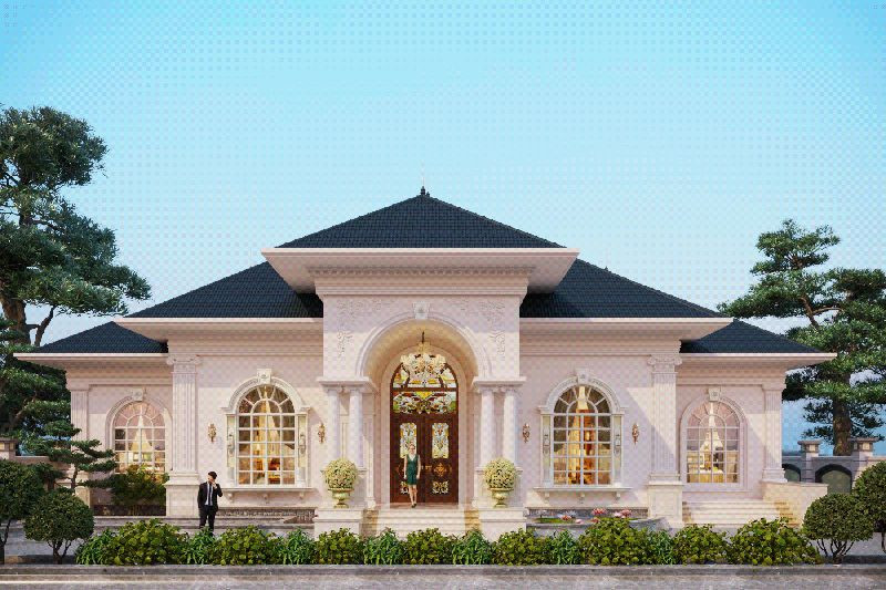 Biệt thự tân cổ điển sở hữu nét đẹp sang trọng, tinh tế tới từng chi tiết. Ảnh: Wedo