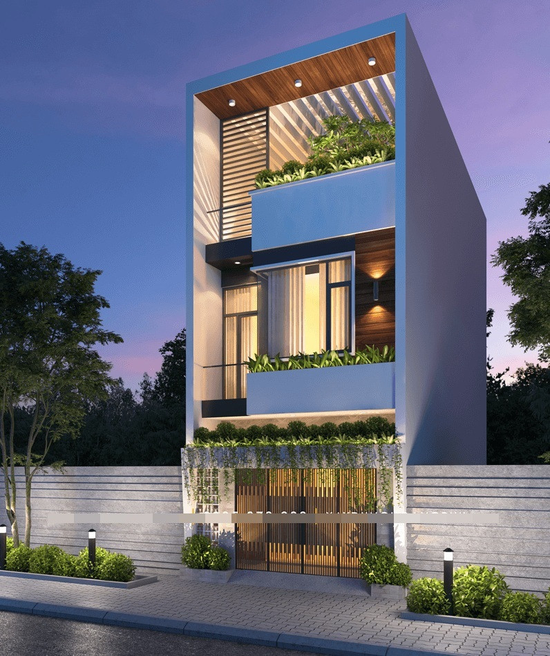 Nhà ống 3 tầng kết hợp với không gian tươi mát, phù hợp với nhiều diện tích khác nhau. Ảnh: Hoangphu