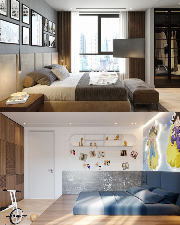 Phòng ngủ rộng rãi và sang trọng.